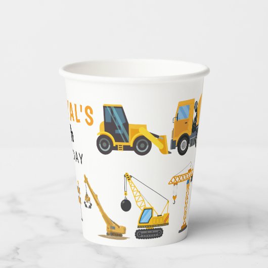 Modern Construction Simple Kid's Birthday 紙コップ (裏面)