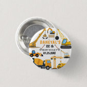 Modern Construction Simple Kid's Birthday 缶バッジ (正面&裏面)