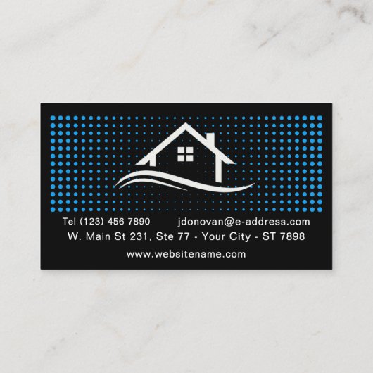 Modern Contemporary Azure Blue White Real Estate  名刺 (裏面)