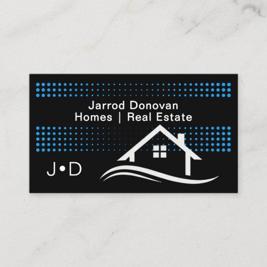 Modern Contemporary Azure Blue White Real Estate  名刺 (正面)