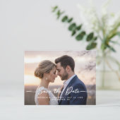  Modern contemporary save the date photo wedding ポストカード (スタンド正面)