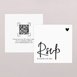 Modern Contemporary Wedding QR Code Online RSVP ノートカード