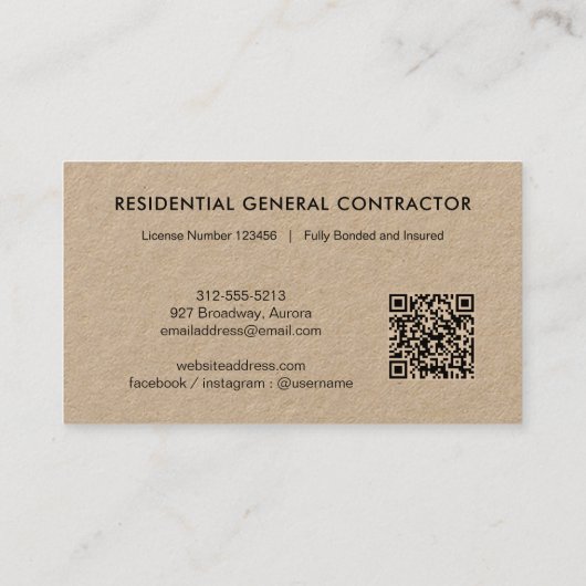 Modern Contractor Construction QR Code 名刺 (裏面)