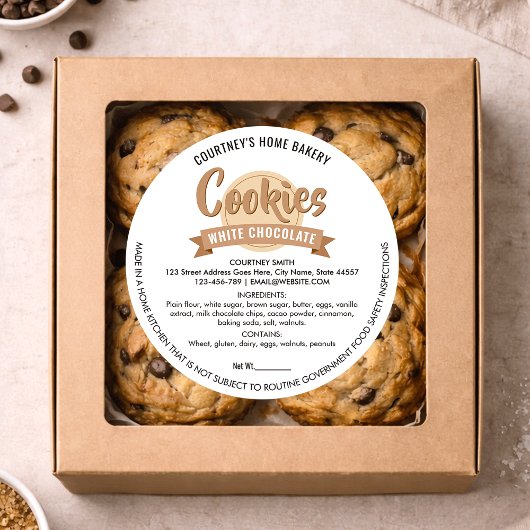 Modern Cookies Label Cottage Bakery Packaging ラウンドシール