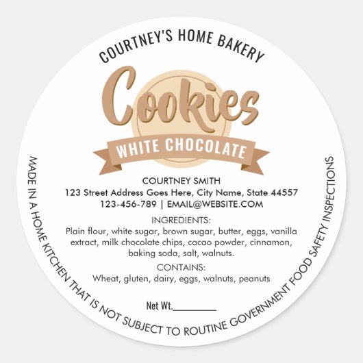 Modern Cookies Label Cottage Bakery Packaging ラウンドシール (正面)