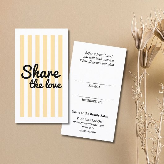 Modern Cool Beige Stripes Black Bold Salon 紹介カード