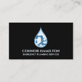 Modern Cool Blue Emergency Plumbing Services 名刺 (裏面)