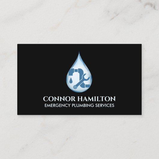 Modern Cool Blue Emergency Plumbing Services 名刺 (裏面)