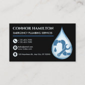 Modern Cool Blue Emergency Plumbing Services 名刺 (正面)