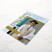 Modern Cool Blue Graduation Announcement Gold foil 箔シーズンカード (回転した状態)