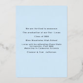 Modern Cool Blue Graduation Announcement Gold foil 箔シーズンカード (裏面)