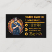 Modern Cool Cartoon Plumber Blue Orange 名刺 (正面)