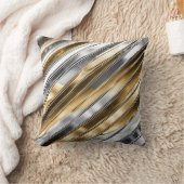 Modern, cool, chic, silver and gold stripe pattern クッション (ブランケット)