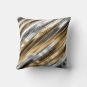 Modern, cool, chic, silver and gold stripe pattern クッション (裏面)