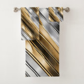 Modern, cool, chic, silver and gold stripe pattern バスタオルセット (インサイチュ)