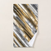 Modern, cool, chic, silver and gold stripe pattern バスタオルセット (ハンドタオル)