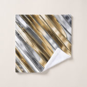 Modern, cool, chic, silver and gold stripe pattern バスタオルセット (ウォッシュタオル)