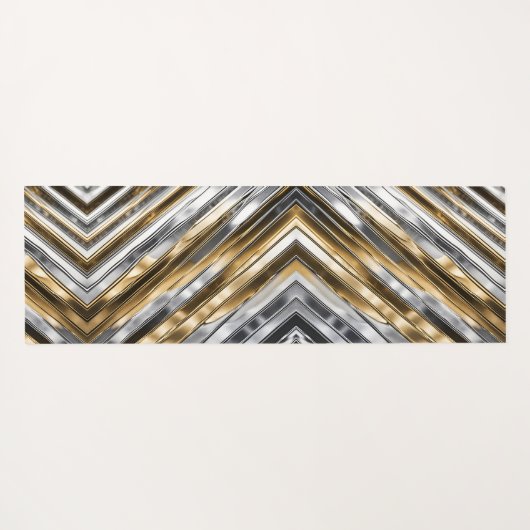 Modern, cool, chic, silver and gold stripe pattern ヨガマット (裏面(横))