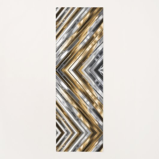 Modern, cool, chic, silver and gold stripe pattern ヨガマット (正面)