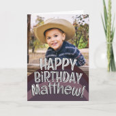 Modern Cool Custom Photo Birthday Greeting カード (正面)