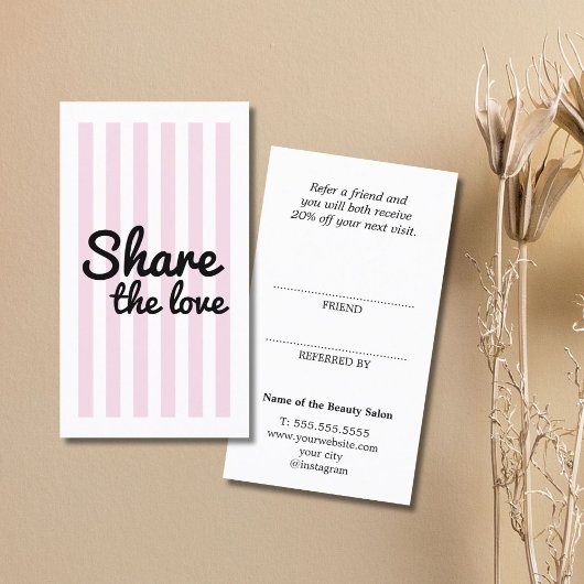 Modern Cool Pink Stripes Black Bold Salon 紹介カード