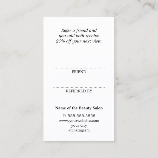 Modern Cool Printed Kraft Bold Salon 紹介カード (裏面)