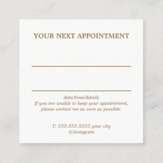 Modern Cool Simple Black Faux Gold Hair Stylist スクエア名刺 (裏面)