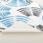Modern, cool, trendy blue abstract brush strokes シェルパブランケット (3/4)