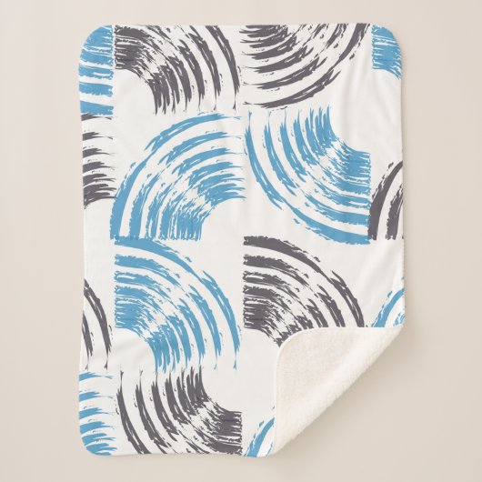 Modern, cool, trendy blue abstract brush strokes シェルパブランケット (正面)