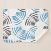 Modern, cool, trendy blue abstract brush strokes シェルパブランケット (正面(横))