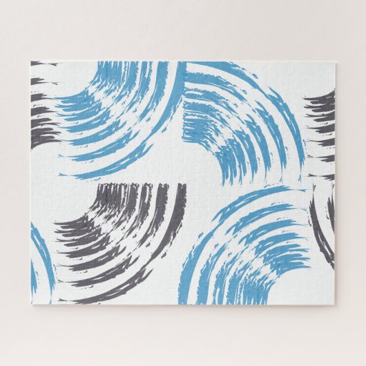 Modern, cool, trendy blue abstract brush strokes ジグソーパズル (横)