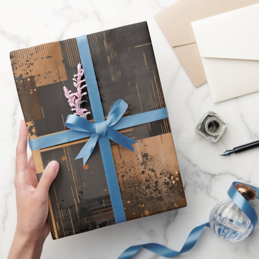 Modern Copper Bronze Shine Abstract Pattern ラッピングペーパー (ギフト)