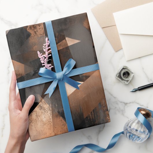 Modern Copper Bronze Shine Abstract Pattern ラッピングペーパー (ギフト)