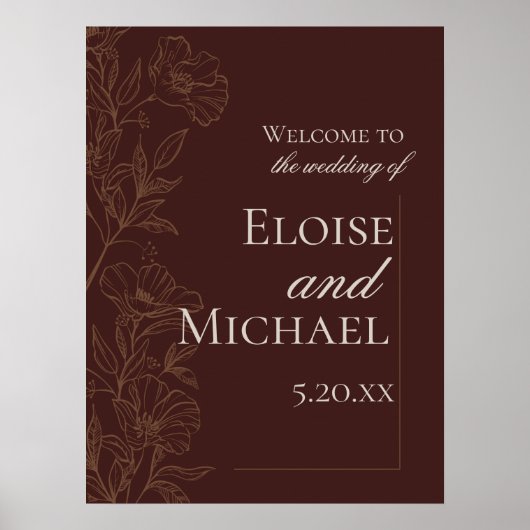 Modern Copper Brown Wedding Ceremony Welcome  ポスター (正面)