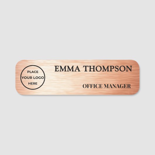 Modern Copper Hairline Design Name Badge Custom 名札 (正面)