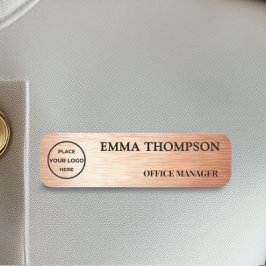 Modern Copper Hairline Design Name Badge Custom 名札