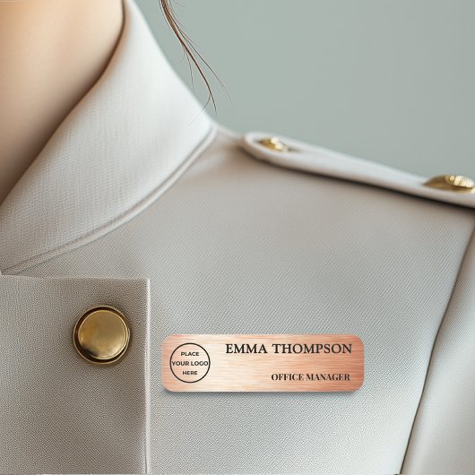 Modern Copper Hairline Design Name Badge Custom 名札