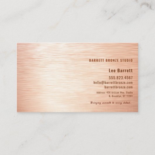 Modern Copper Hairline Design Professional 名刺 (裏面)