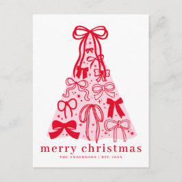Modern Coquette Bow Merry Christmas Postcard シーズンポストカード