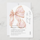 Modern Coquette Pink Bow Bridal Shower 招待状 (正面)