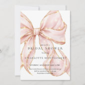 Modern Coquette Pink Bow Bridal Shower 招待状 (正面)
