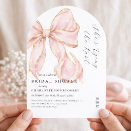 Modern Coquette Pink Bow Bridal Shower 招待状