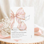 Modern Coquette Pink Bow Bridal Shower 招待状