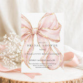 Modern Coquette Pink Bow Bridal Shower 招待状