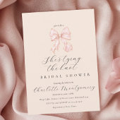 Modern Coquette Pink Bow Bridal Shower Invitation  招待状