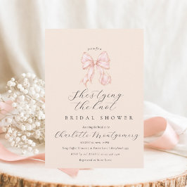 Modern Coquette Pink Bow Bridal Shower Invitation  招待状