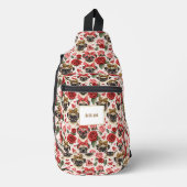 Modern Coquette Pug Dog Pattern Personalised  スリングバッグ (正面)