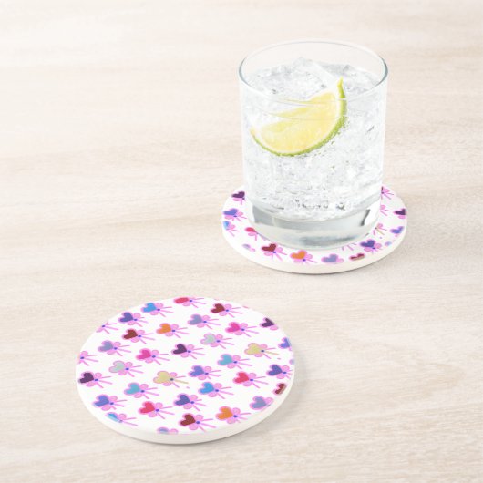 Modern Coquette Radiant Heart Bow Pattern コースター (側面)