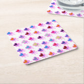 Modern Coquette Radiant Heart Bow Pattern  スクエアペーパーコースター (アングル)