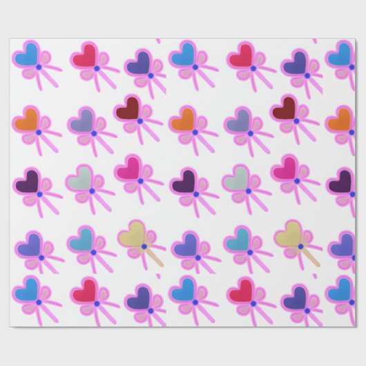 Modern Coquette Radiant Heart Bow Wrapping Paper ラッピングペーパー (フラット)